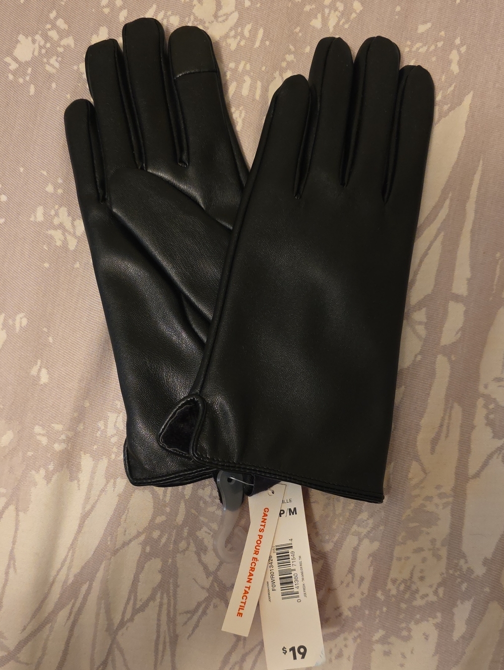 Joe Fresh Black Faux Leather Touchscreen Gloves